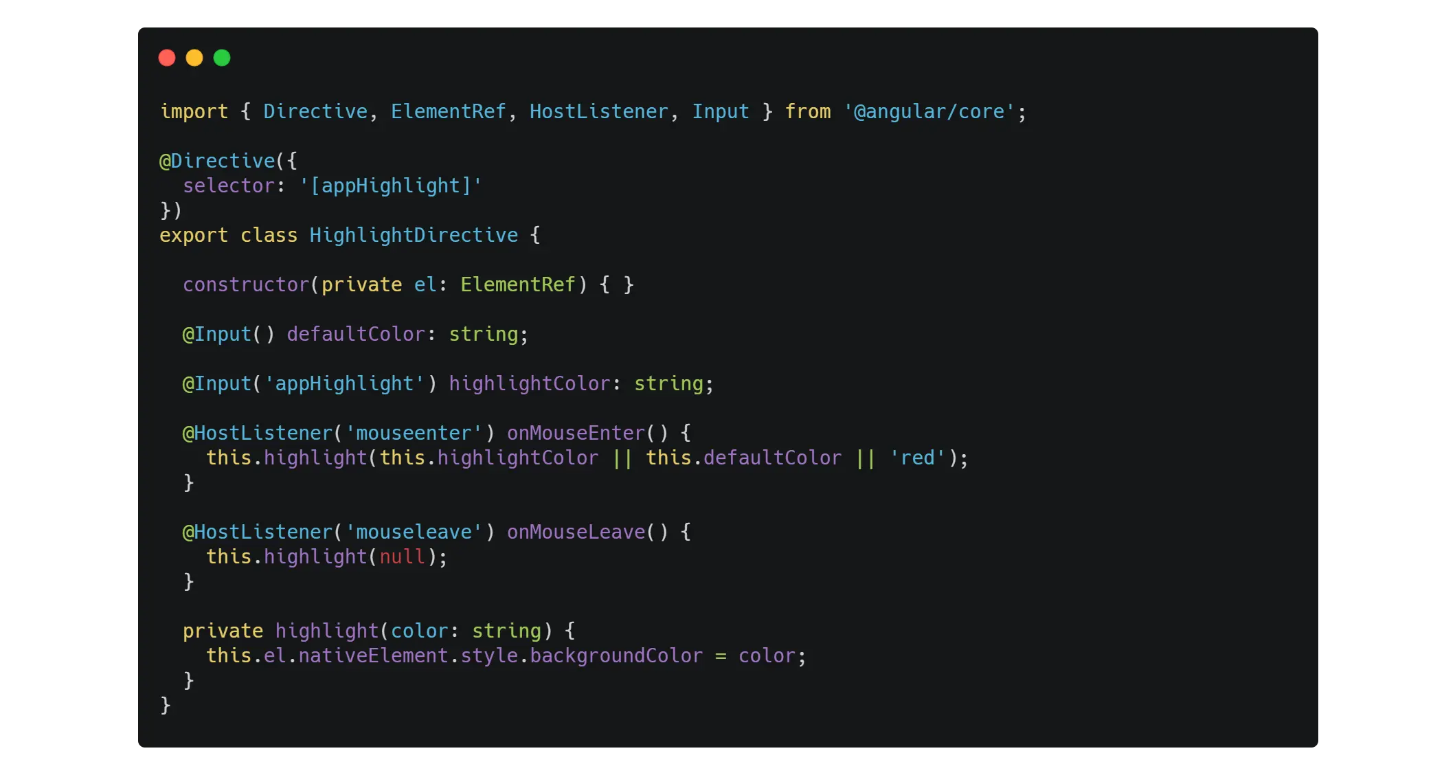 Attribute directive example in Angular