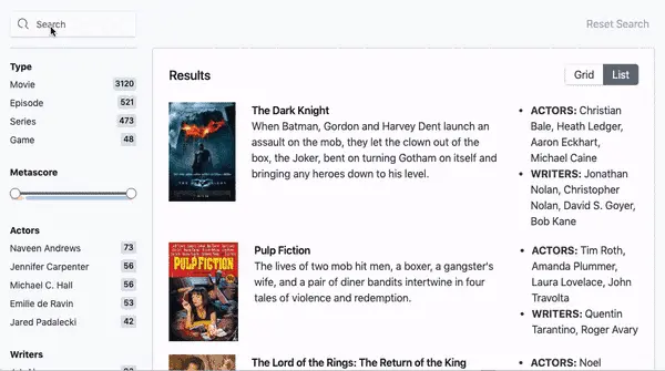 Gif presenting Searchkit example